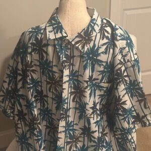 Coastal Palms Relaxed Fit Hawaiian Shirt: Men's Blue Shirt with Palm Tree Design